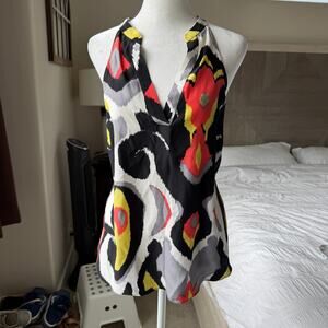 Alice + Trixie 100% Silk Abstract Print Razorback Tank Top Size M